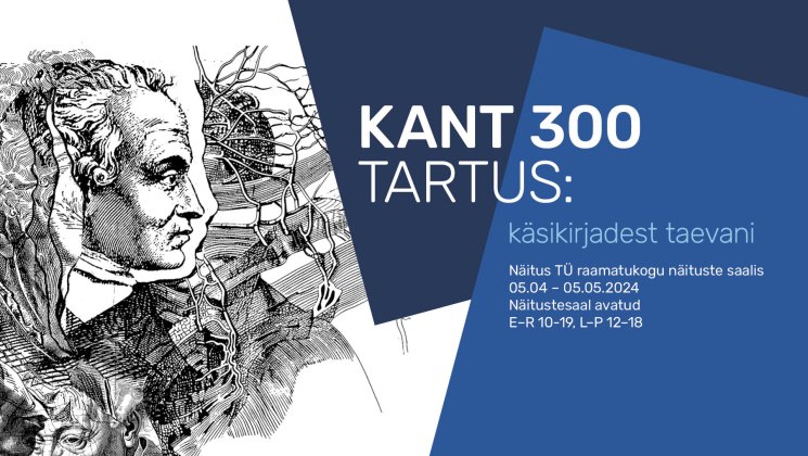 Kant 300 näituseinfo kujundus koos joonistusega Kantist